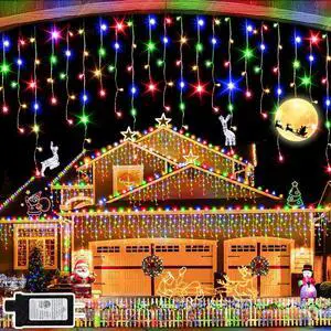 Christmas Lights Super Long 1280 LED 131 FT LED String Lights with 240 Drops Plug in 8 Modes Christmas Decoration for Holiday Wedding Party Bedroom Garden Patio Outdoor Indoor (Multicolor)
