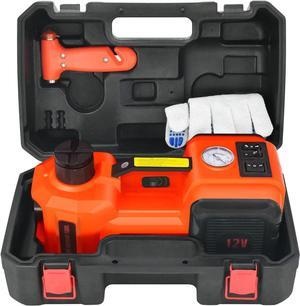 Electric Car Jack 5Ton 12V Kit Car Jack Hydraulic (Lifting Range: 6.1~17.7 inch) with Inflator Electric Jack for Car SUV Sedan MPV Change Tires Garage Repair Emergency Kit