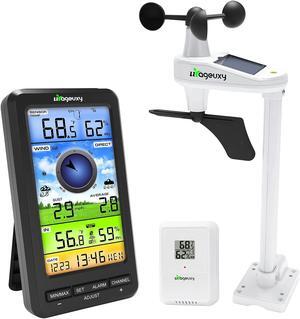 Wireless WiFi Weather Station Anemometer with Solar Wind Speed/Direction, and Indoor Outdoor Thermometer and Hygrometer