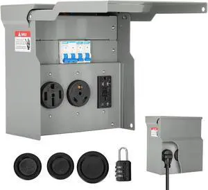 Power Outlet Panel,RV Electrical Outlet, 20 30 50 Amp RV Outlet Box, RV Electrical Panel,Weatherproof, with Breaker for RV, Camper, Travel Trailer, Generator & Outdoor Use