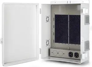Outdoor Electrical Junction Box with High Power Outlet, 16" H* 12" L* 5.9" W, ABS Water Resistant Enclosure with Internal Mounting Panel & Hinged Cover.