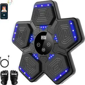 Music Boxing Machine with Boxing Gloves 2024, Wall Mounted Boxing Machine with LED, Music Boxing Target Bluetooth Workout Punching Equipment for All Age(Upgrade)