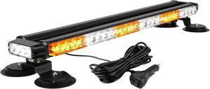 54 LED Strobe Light Bar Double Side Flashing High Intensity Emergency Warning Flash Strobe Light with Magnetic Base for Safety Construction Vehicles Tow Trucks Pickup (Amber/White)