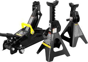 AT82001BR Hydraulic Trolley Service/Floor Jack Combo with 2 Jack Stands, 2 Ton (4,000 lb), Black