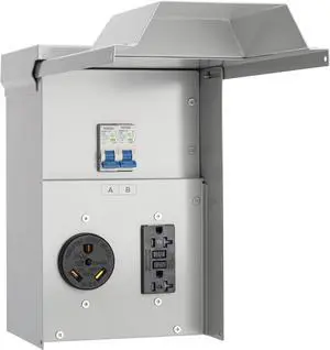 Power Outlet Panel, RV Panel Outlet with a 20, 30 Amp Receptacle Installed, Prewired, Weatherproof