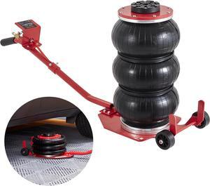 Air Jack, 3 Ton/6600 lbs Triple Bag Air Jack, Airbag Jack with Six Steel Pipes, Lift up to 17.7 inch/450 mm, 3-5 s Fast Lifting Pneumatic Jack, with Long Handles for Cars, Garages, Repair, (Red)
