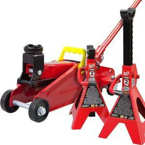Torin Hydraulic Trolley Floor Jack Combo with 2 Jack Stands, 2 Ton Capacity (T82001)
