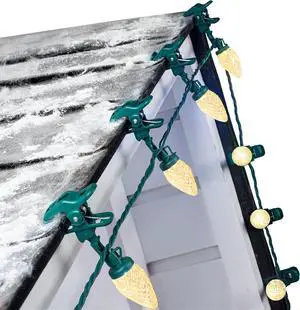 C9 68Ft Led Christmas String Lights 100 LED with Quick Clips Outdoor Waterproof Strawberry Lights, Commercial Grade Extendable for Indoor Outside Roofline Patio Home Xmas Decoration, Warm White
