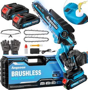 Mini Chainsaw 6 Inch,1000W Brushless Motor Electric Chainsaw Cordless with 4000mAh Batteries & Auto Oiler-System, Small Chainsaw Battery Powered for Tree Branches Trimming Wood Cutting