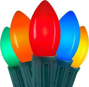 C9 LED Christmas Lights Outdoor, 100 Feet C9 String Lights with 50 Shatterproof C9 Bulbs, Waterproof Connectable Christmas Tree Lights for Outside Roofline Patio Xmas Decorations, Multicolor