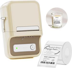 B21 Label Maker, Thermal Label Printer, Portable Inkless Label Makers for Home/Office/Business, with 1 Pack 50x30mm White Label, Compatible with iOS & Android, (White)