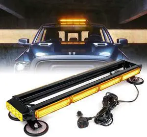 Amber COB LED Rooftop Strobe Flashing Light Bar Double Side 26" High Visibility Emergency Hazard Warning Beacon Lights w/Magnetic Base for Safety Vehicles Tow Trucks Pickup Cars Snowplow