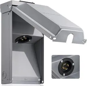 30 Amp Generator Inlet Box, NEMA L14-30P Power Inlet Box for 4-Prong Generator Cord, 125/250V, 7500W, Weatherproof Outdoor Generator Receptacle, Ready for Emergency Use