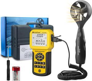 Anemometer Handheld, CFM Airflow Wind Speed Meter 100MPH, Air Flow Velocity Meter Tester Gauge with Temperature, MAX/MIN/AVG, Backlight, Memory Functions, HP-846A