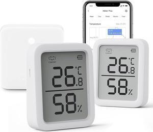 WiFi Thermometer Hygrometer Plus 2 Pack, Wireless Digital Indoor Temperature Gauge Humidity Monitor with App Alerts, for Home, Greenhouse, Basement and Pets, (Supports 2.4G WiFi)