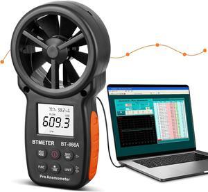 BT-866A Pro Handheld HVAC Anemometer for CFM Air Flow, Wind Speed Meter Gauge Measures Wind Velocity Temp%RH Dew Point with USB Sync to PC