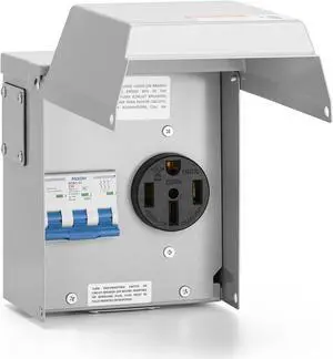 50 Amp Temporary RV Power Outlet with Breaker, Briidea Outdoor Breaker Box with NEMA 3R Waterproof Enclosure, Prewired, Five Pre-Reserving Holes for Easy Installation