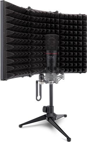 Sound Isolation Recording Booth Shield - 2" Thick Foldable Studio Microphone Dampening Filter Foam Cube, Audio Acoustic Noise Isolator Platform Pads w/ Wedgie Padding, Tripod Base Stand