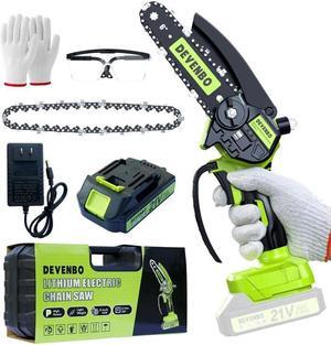 Mini Chainsaw, 6 Inch Hand Saw with Electric Chainsaw Function, Cordless Hand Saw for Wood Cutting, Yard Tools and Gardening with Batteries and Chains