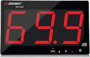 SW-525A 30-130dB Digital Sound Level Meter with Large LCD Display Noise Meter Decibel Wall Mounted Hanging (525A)