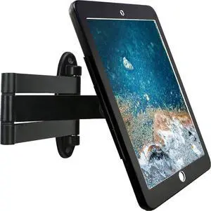 Wall Mount Bracket with fold for iPad 9.7-Inch6th,5th,Gen.,Air 1& 2Pro, Excluding Other 9.7".Extend Adjustable Arm Swivel with Anti Theft Lock, Multi Angle, Rotate Design,Metal (Black)
