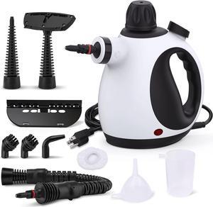 Handheld Steam Cleaner, Steam Cleaner for Home with 10 Accessory Kit, Multipurpose Portable Upholstery Steamer Cleaning with Safety Lock to Remove Grime, Grease, and More, White