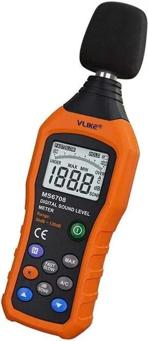 LCD Digital Audio Decibel Meter Sound Level Meter Noise Level Meter Sound Monitor dB Meter Noise Measurement Measuring 30 dB to 130 dB A/C Mode (Batteries Not Include)