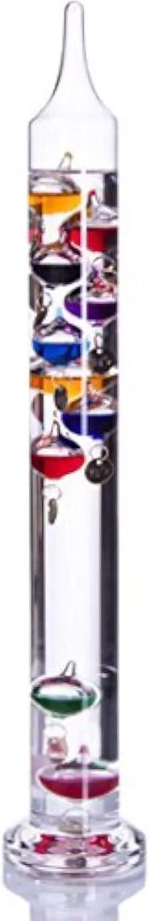 Thermometer - Floating Glass Balls Fahrenheit Temperature Indicator - Fun and Decorative (17.5" Inches High, 10 Multi Colored Spheres)