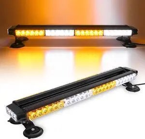 54 LED Automotive Rooftop Beacon Light Bar Double Side Emergency Warning Flash Strobe Snow Plow Light Traffic Advisor with Magnetic Base For Tow Work Truck Pickup Amber White