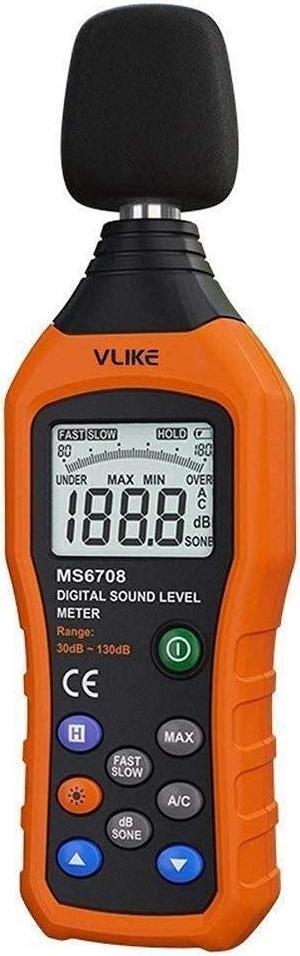 Noise Sound Level Meter, Digital Decibel Meter with LCD, Audio Measurement 30 dB to 130 dB, DB Meter with A and C Frequency Weighting for Sound Level Testing