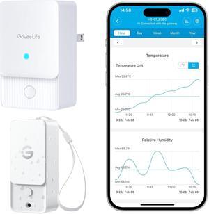 Wi-Fi Gateway Thermometer Hygrometer H5107, Outdoor Indoor Wireless Temperature Humidity Sensor Monitor with Remote APP Notification Alert, 1312ft/400m Monitoring Range, IP 65 Waterproof