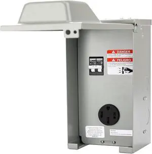 50 Amp RV Power Outlet Box with Breaker, ETL Listed Waterproof Enclosure Pre-Wired RV Receptacle,Type 3R Lockable Electrical Power Box for RV, Camper, Travel Trailer
