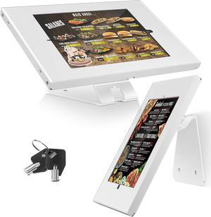 Anti-Theft Tablet Stand  iPad Locking & Security Stand, Countertop & Wall Mount POS Stand, 360° Swivel Kiosk Stand for iPad/iPad Air/iPad Pro  Ideal for Retail Business (White)