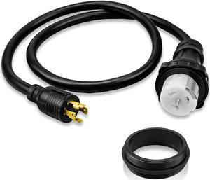 5FT NEMA L14-30P to 50A SS2-50R with Locking Ring, 120V/240 30A 4 Prong Male to 4 Prong Twist Lock Receptacle, Power Cord Adapter for RV Marine Boat Camper Generator