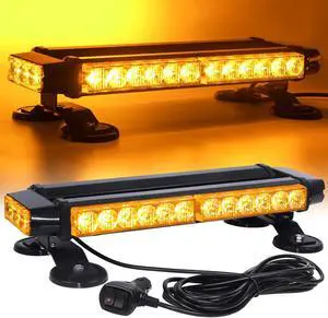 Roof Top LED Strobe Light Bar -Double Side Amber 30 LED Emergency Hazard Safety Warning Flashing Beacon Lighting Bar with Magnetic Base for Snow Plow, Trucks, Construction Vehicles