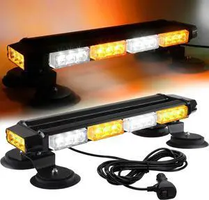 16.8 Inch LED Strobe Flashing Light Bar, 26 Flashing Modes High Intensity Emergency Hazard Warning Beacon Lights with Magnetic Base for Car Trucks Trailer Roof Safety (Amber White Amber White)