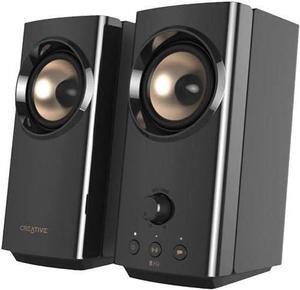 T60 2.0 Compact Hi-Fi Desktop Speakers with Clear Dialog and Surround by Sound Blaster, USB-C Audio, Mic and Headset Ports, Bluetooth 5.0, Up to 60W Peak Power, for Computers and Laptops