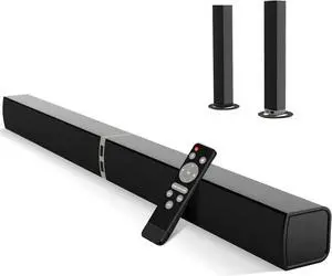 TV Sound Bar, 60W Sound Bars for Smart TV, Bluetooth 5.0 Soundbar for TV, 31.5 Inch Wired & Wireless Detachable Sound Bar with ARC/Optical/AUX, Enhanced Home Theater Audio for Smart TV