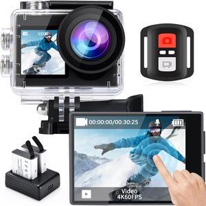 Action Camera 4K 60FPS 20MP,131FT Underwater Camera with EIS,App Support Video&Photo Editing,Waterproof Camera Remote Control