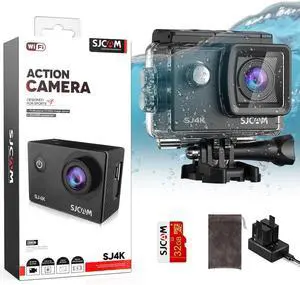 SJ4000 Action Camera 4K, 40MP Waterproof Camera Underwater, OIS Stabilization Motorcycle Sport Camera, 170°FOV, 5X Zoom, Dual Batteries, 32G SD Card and Helmet Mount Accessories Kits