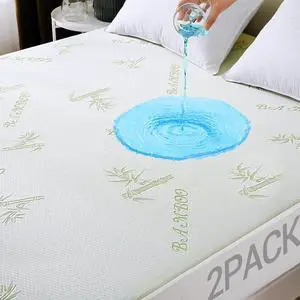2 Pack Queen Mattress Protector, 100% Waterproof Mattress Cover Queen Size Bed, Cooling and Breathable Bed Pad Cover, Deep Pocket 8"-21"