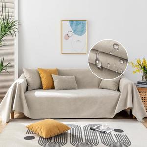 Waterproof Beige Sofa Cushion Covers Dog Couch Cover for 3-4 Cushion Couch Water Resistant Slipcover Furniture Protector Non-Slip Pet Protector Cover Leak Proof Couch Cover-71X134IN