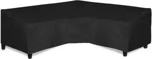 Patio V-Shaped Sectional Sofa Cover, Waterproof Outdoor Sectional Cover,Heavy Duty Garden Furniture Cover with Air Vent 118" L (on Each Side) x 33.5" D x 31" H, Black