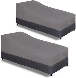 Waterproof Outdoor Chaise Lounge Cover, Heavy Duty Patio Lounge Chair Cover, Windproof Outdoor Furniture Cover with Air Vent 2 Pack-78Wx35.5Dx33H inch, Gray/Dark Gray