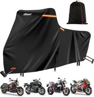 Davidson Cover, Heavy Duty Cover for Motorcycle with Nano Material,SRIMMIT 420D Harley Cover Waterproof Outdoor Storage,Funda para Moto with Lock Holes,Air Vents,5 Reflective Strips(3XL)