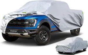 Truck Cover Waterproof All Weather, 6 Layers Full Pickup Outdoor Cover Length up to 232 inches,Universal Fit Toyota Tacoma, Chevy Silverado, GMC Sierra, Dodge Dakota etc.