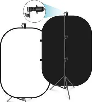 150 x 200 cm Chromakey Black and White 2-in-1 Foldable Pop-Up Backdrop with Stand, Foldable Panel for Photo, Video, Live Stream, etc.