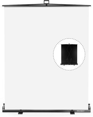 59.8 x 82.7in Collapsible White Backdrop Screen Portable Retractable Panel Photo Background with Stand for Video Conference, Photographic Studio, Streaming