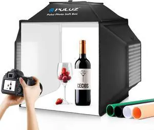 Portable Photo Studio Light Box, 16x16 inch Professional Dimmable Shooting Tent Kit Soft Box with 480pcs LEDs Lights 4 Backdrops for Jewelry and Small Product Photography Props Upgrade 16 inch