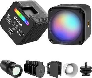 L3 RGB LED Video Light, Waterproof Camera Lighting Kit 2700K-7000K Mini Cube COB Light Dimmable Fill Magnetic Photography Light with Fresnel Lens Cold Shoe for Smartphone,Action,DSLR Camera
